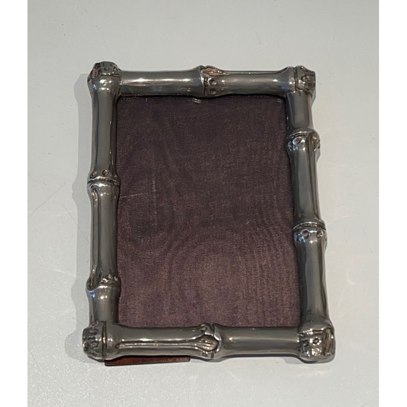 Small Silvered Bronze Bamboo Picture Frame by Maison Baguès — French Work, Circa 1940