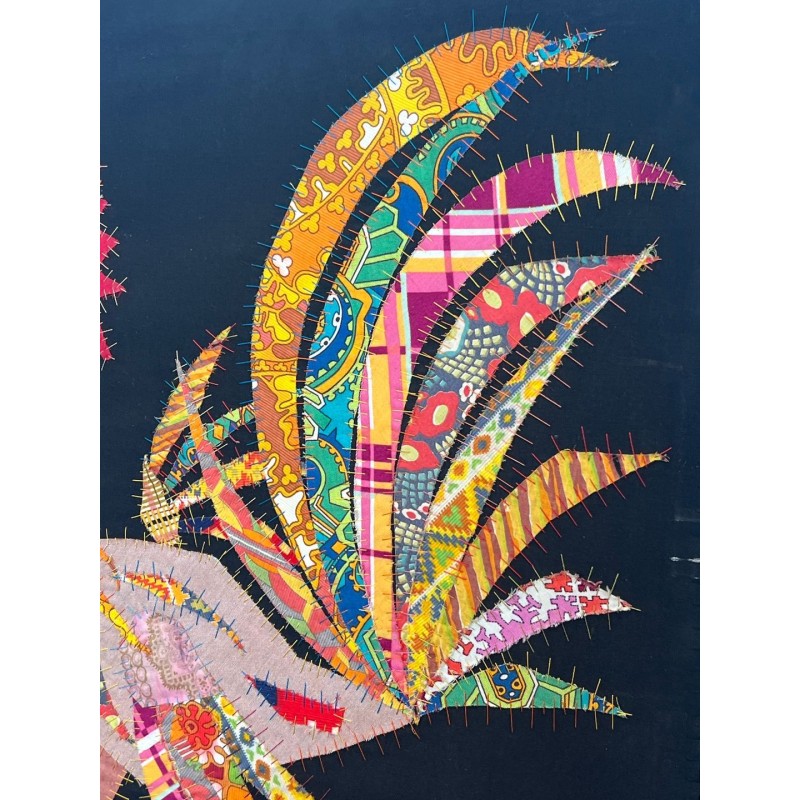 Patchwork Panel Representing a Rooster, Signed Jean Joseph — French Work, Circa 1970