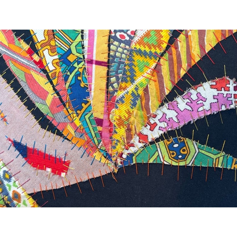 Patchwork Panel Representing a Rooster, Signed Jean Joseph — French Work, Circa 1970