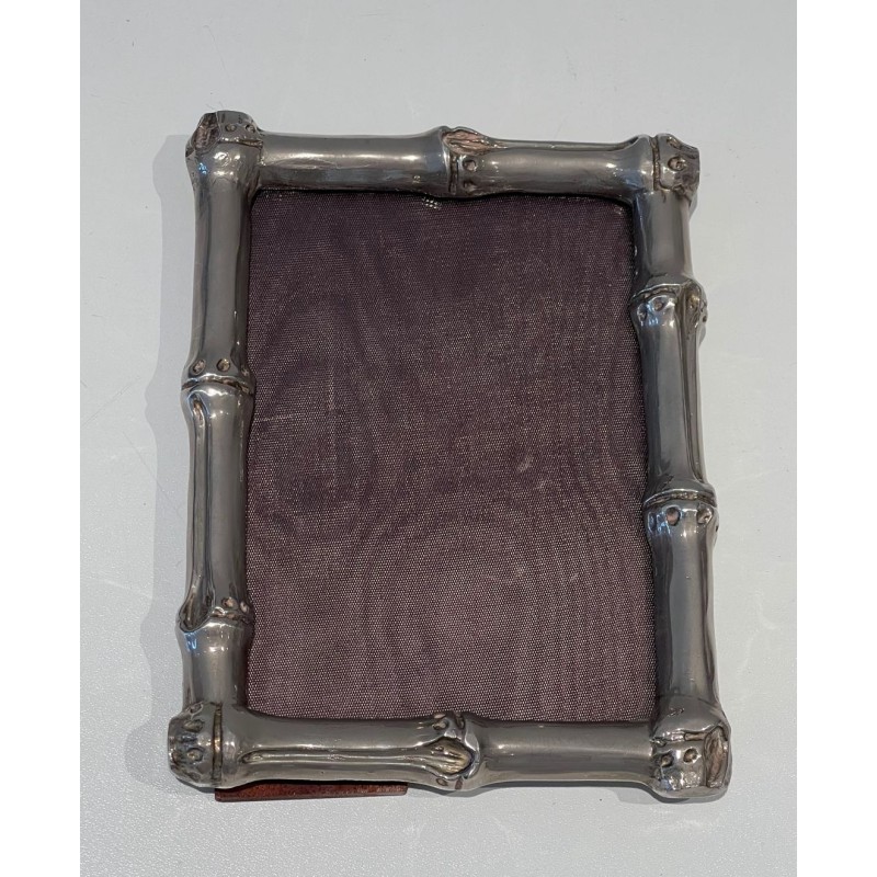 Small Silvered Bronze Bamboo Picture Frame by Maison Baguès — French Work, Circa 1940