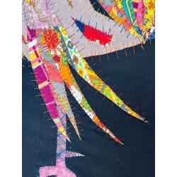 Patchwork Panel Representing a Rooster, Signed Jean Joseph — French Work, Circa 1970
