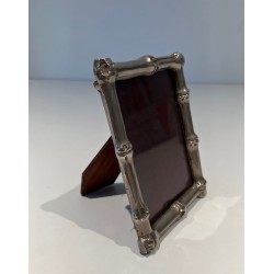 Small Silvered Bronze Bamboo Picture Frame by Maison Baguès — French Work, Circa 1940