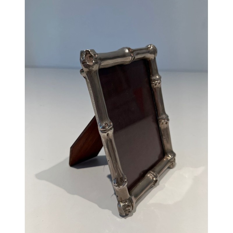 Small Silvered Bronze Bamboo Picture Frame by Maison Baguès — French Work, Circa 1940