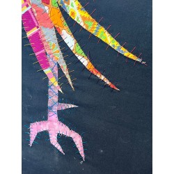 Patchwork Panel Representing a Rooster, Signed Jean Joseph — French Work, Circa 1970