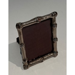 Small Silvered Bronze Bamboo Picture Frame by Maison Baguès — French Work, Circa 1940