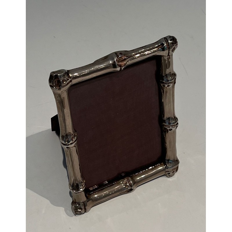 Small Silvered Bronze Bamboo Picture Frame by Maison Baguès — French Work, Circa 1940