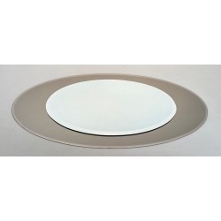 Large Horizontal Oval Mirror with Taupe Glass Surround by Fontana Arte — Italian Work, Circa 1970