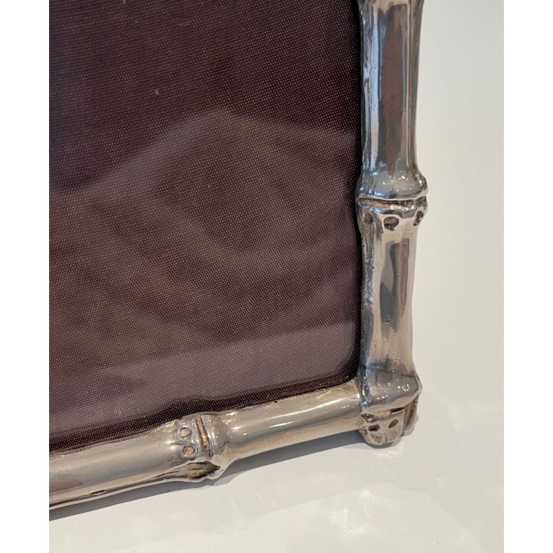 Small Silvered Bronze Bamboo Picture Frame by Maison Baguès — French Work, Circa 1940