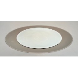 Large Horizontal Oval Mirror with Taupe Glass Surround by Fontana Arte — Italian Work, Circa 1970