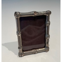 Small Silvered Bronze Bamboo Picture Frame by Maison Baguès — French Work, Circa 1940
