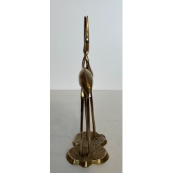 Sculpture en Laiton Poli de Deux Grues Enlacées — Travail Français, Vers 1970
