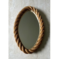Oval Braided Rope Mirror in the Style of Audoux-Minet — French Work, Circa 1970