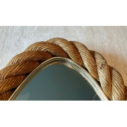 Oval Braided Rope Mirror in the Style of Audoux-Minet — French Work, Circa 1970