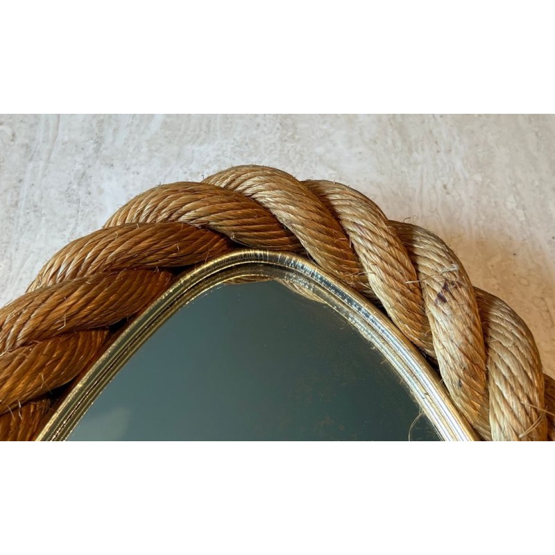 Oval Braided Rope Mirror in the Style of Audoux-Minet — French Work, Circa 1970