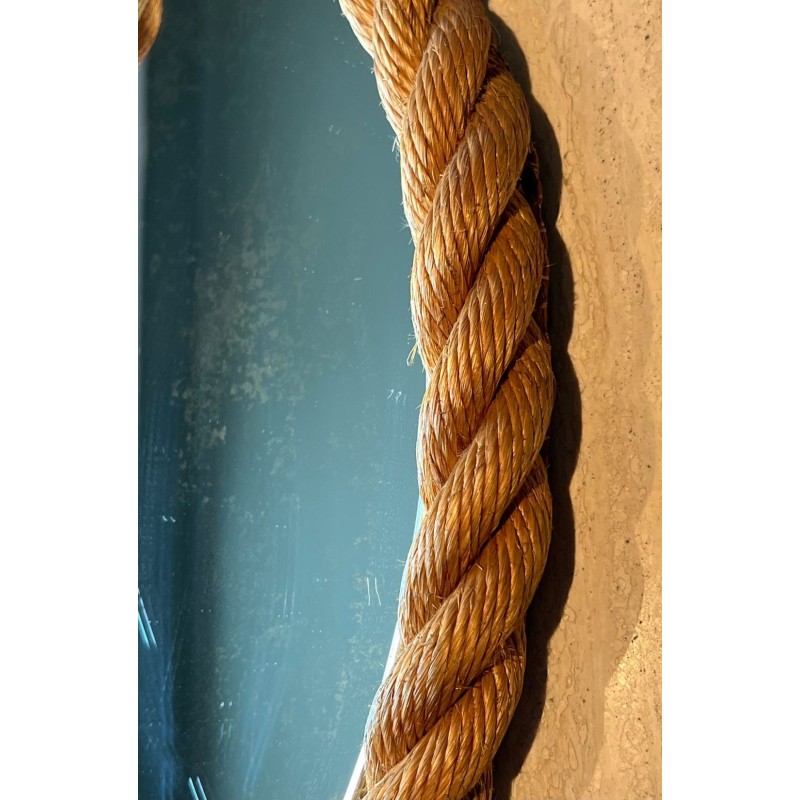 Oval Braided Rope Mirror in the Style of Audoux-Minet — French Work, Circa 1970