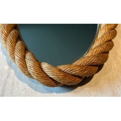 Oval Braided Rope Mirror in the Style of Audoux-Minet — French Work, Circa 1970