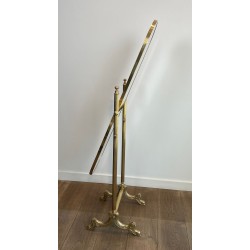 Neoclassical Style Full-Length Brass Psyché Mirror — French Work, Circa 1940