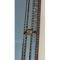 Tall Octagonal Multi-Faceted Mirror with Brass Garlands — French Work, Circa 1970