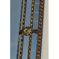 Tall Octagonal Multi-Faceted Mirror with Brass Garlands — French Work, Circa 1970