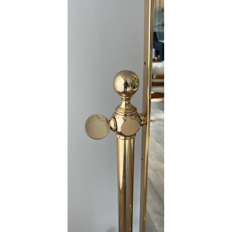 Swinging Full-Length Brass Psyché Mirror — French Work, Circa 1970