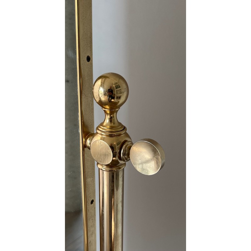 Swinging Full-Length Brass Psyché Mirror — French Work, Circa 1970