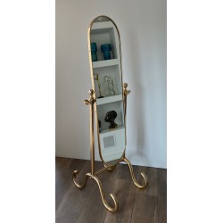 Miroir Psyché Basculant en Laiton, de Sol — Travail Français, Vers 1970