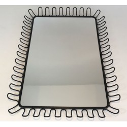 Miroir en Métal Laqué Noir dans le Goût de Jean Royère — Vers 1980