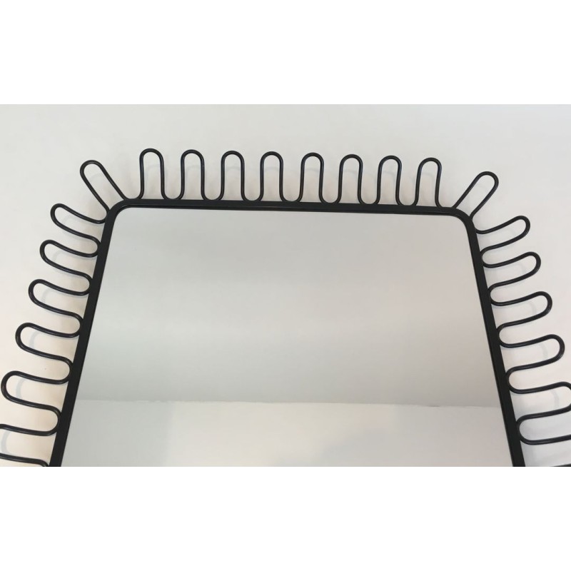 Miroir en Métal Laqué Noir dans le Goût de Jean Royère — Vers 1980