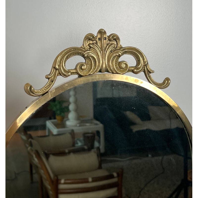 Neoclassical Brass Psyché Mirror in the Style of Maison Jansen — French Work, Circa 1970