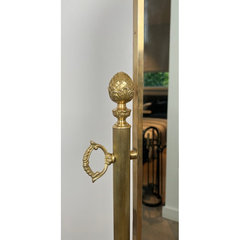 Neoclassical Brass Psyché Mirror in the Style of Maison Jansen — French Work, Circa 1970