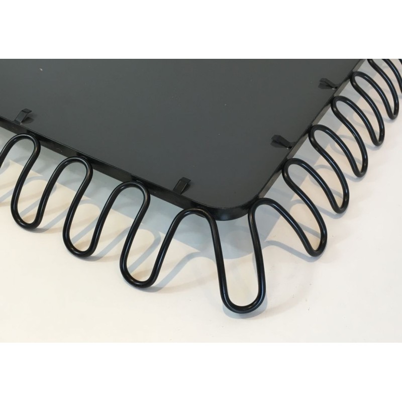 Black Lacquered Metal Mirror in the Style of Jean Royère — Circa 1980