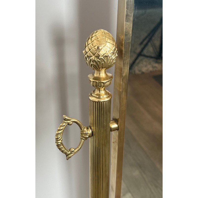 Neoclassical Brass Psyché Mirror in the Style of Maison Jansen — French Work, Circa 1970