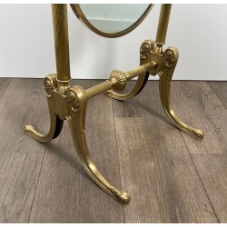 Miroir Psyché Néoclassique en Laiton dans le Goût de la Maison Jansen — Travail Français, Vers 1970