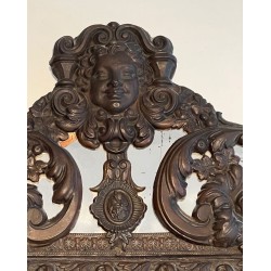 Repoussé Copper Mirror with Parecloses, Floral Garlands and Sun King Effigy — Napoleon III, Circa 1880