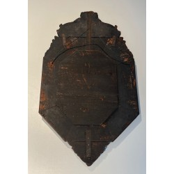 Miroir à Pare-Closes en Cuivre Repoussé, Guirlandes de Fleurs et Effigie du Roi Soleil — Napoléon III, Vers 1880