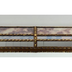 Large Multi-Faceted Mirror with Brass Chain Garland Borders — French Work, Circa 1970