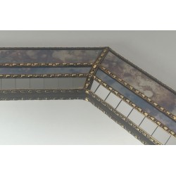 Grand Miroir Multi-Facettes aux Guirlandes de Laiton — Travail Français, Vers 1970