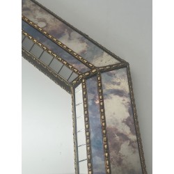 Grand Miroir Multi-Facettes aux Guirlandes de Laiton — Travail Français, Vers 1970