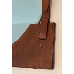 Leather and Brass Mirror Attributed to Jacques Adnet — French Work, Circa 1950