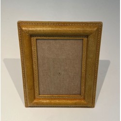 Cadre en Cuir Piqué Cellier — Travail Français, Vers 1970