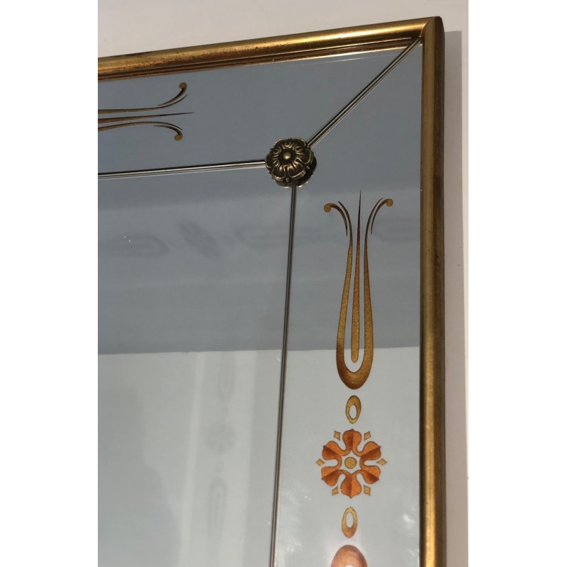 Large Mirror with Engraved and Gilded Neoclassical Decorations — French Work, Circa 1970