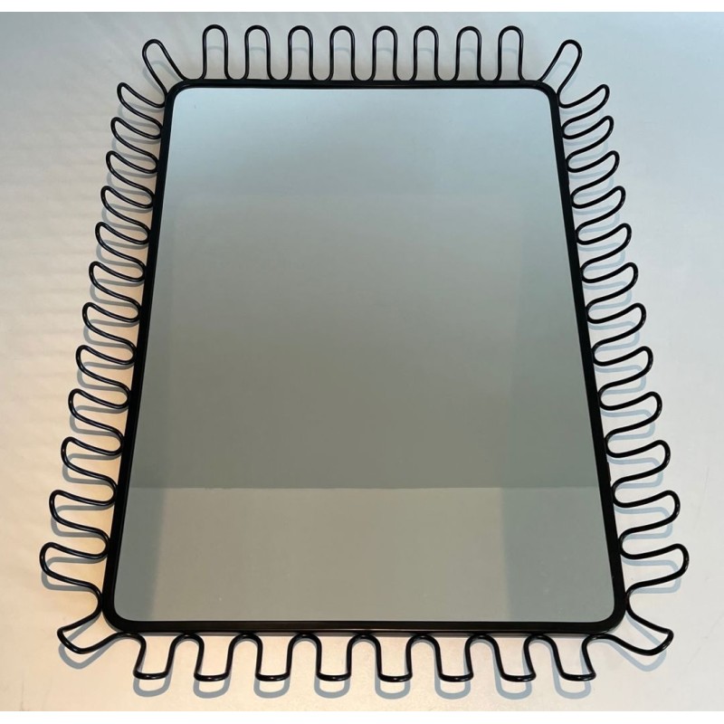 Pair of Black Lacquered Metal Mirrors in the Style of Jean Royère — Circa 1980