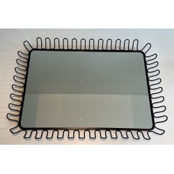 Pair of Black Lacquered Metal Mirrors in the Style of Jean Royère — Circa 1980