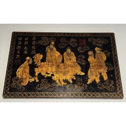 Lacquer and Gilding Painting with Chinese Decors — French Work, Circa 1970