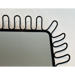 Paire de Miroirs en Métal Laqué Noir dans le Goût de Jean Royère — Vers 1980