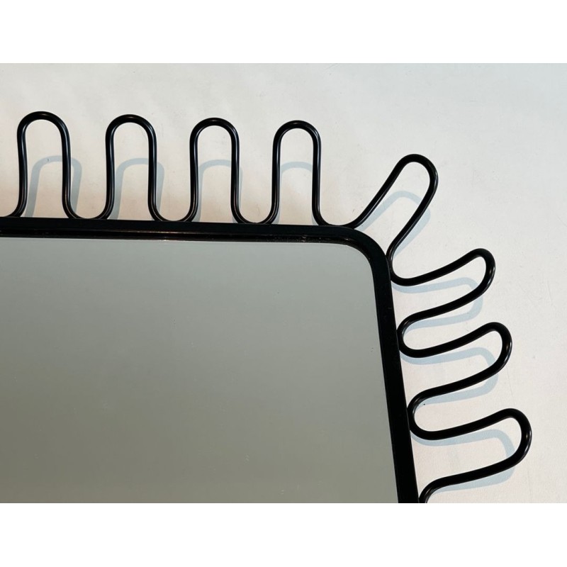 Pair of Black Lacquered Metal Mirrors in the Style of Jean Royère — Circa 1980