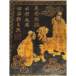 Lacquer and Gilding Painting with Chinese Decors — French Work, Circa 1970