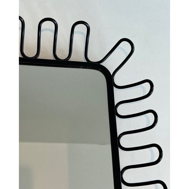 Pair of Black Lacquered Metal Mirrors in the Style of Jean Royère — Circa 1980