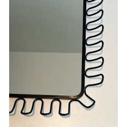 Pair of Black Lacquered Metal Mirrors in the Style of Jean Royère — Circa 1980