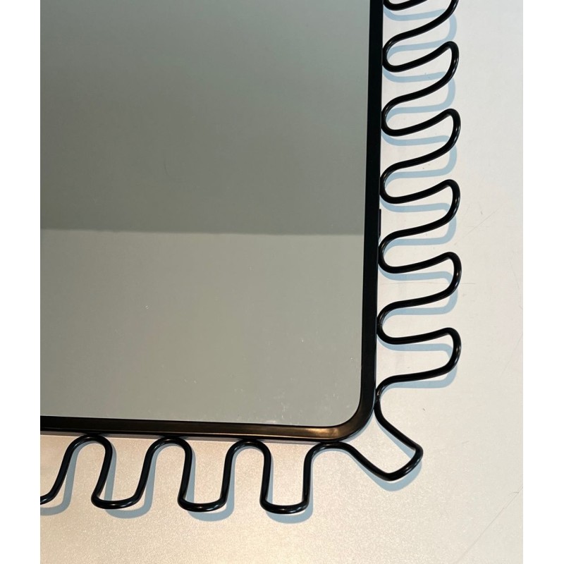 Pair of Black Lacquered Metal Mirrors in the Style of Jean Royère — Circa 1980